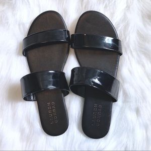 Lauren Conrad two strap black sandals. Size 7.
